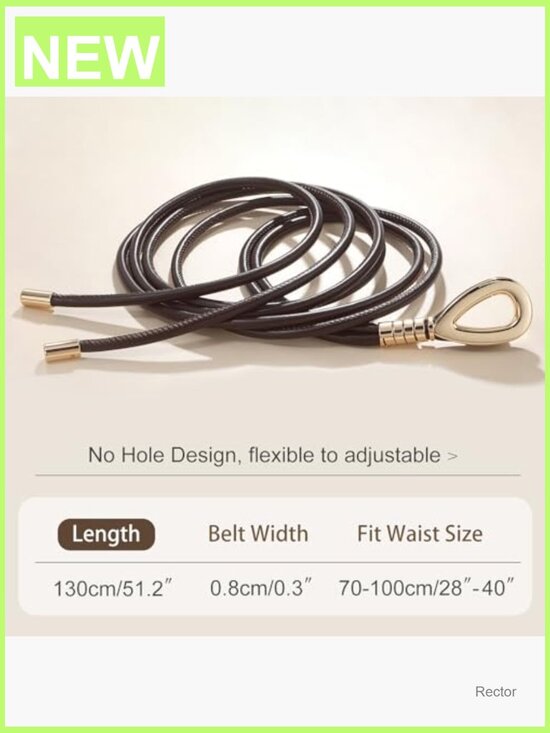 PU Leather Double Tie Belt with Gold Buckle for Dresses